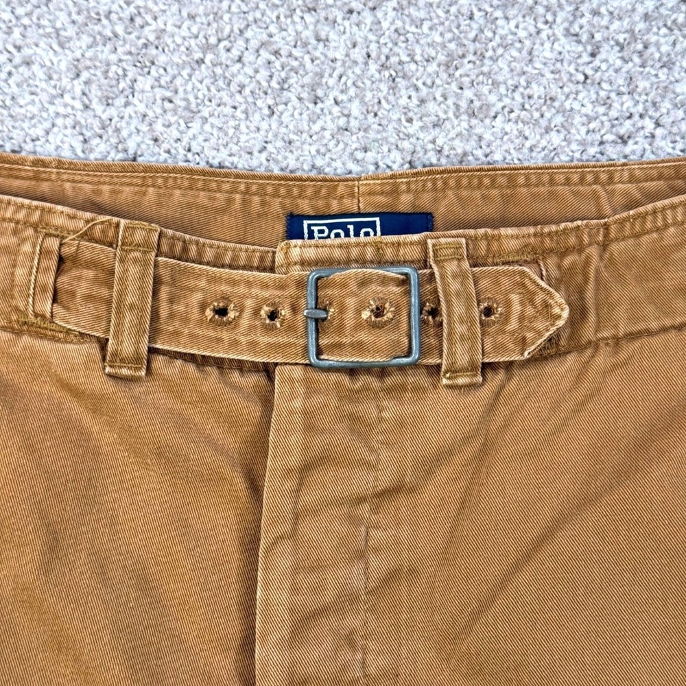 Vintage Polo Ralph Lauren Belted Pants Mens 40/32 Brown Canvas Cargo Cotton USA - Picture 3 of 16